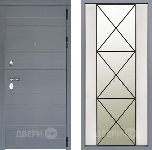 Дверь Заводские двери Лира Софт графит Зеркало Перфекто Структурное дерево в Истра