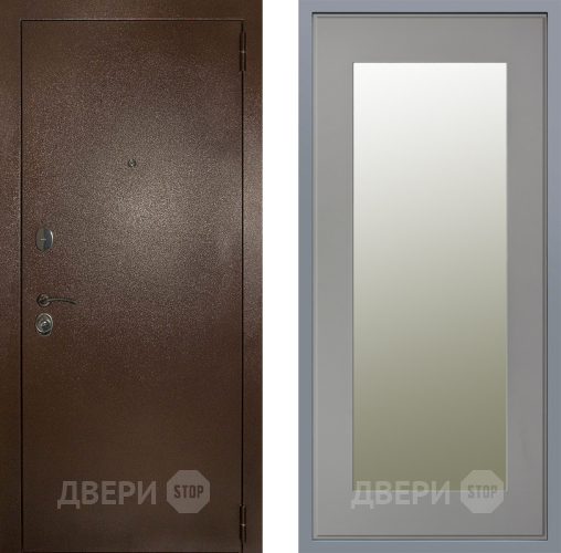 Дверь Заводские двери Эталон 3к антик медь Зеркало Модерн Грей софт в Истра