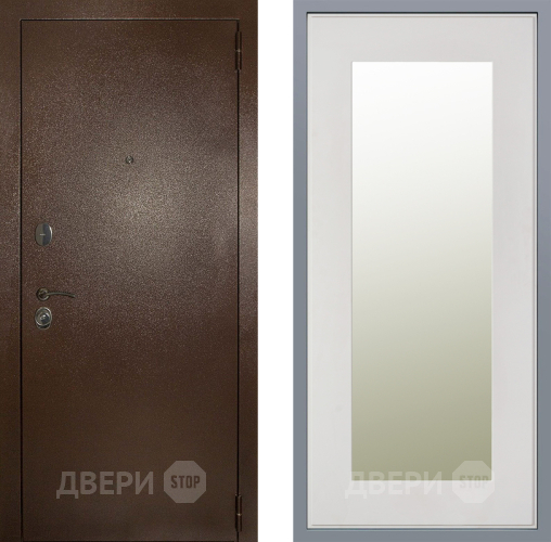 Дверь Заводские двери Эталон 3к антик медь Зеркало Модерн Белый софт в Истра