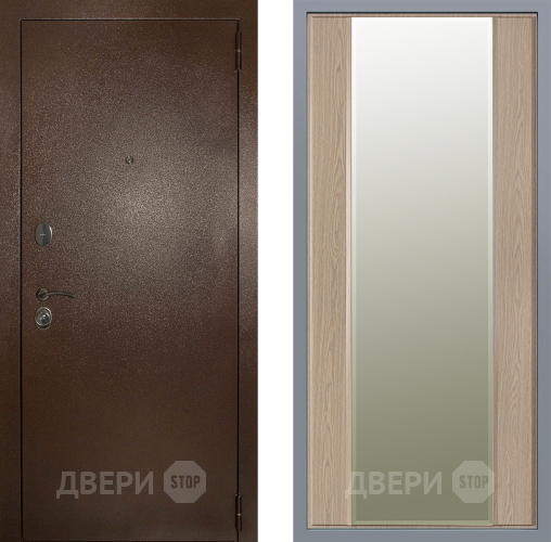 Дверь Заводские двери Эталон 3к антик медь Зеркало Макси Беленый дуб в Истра