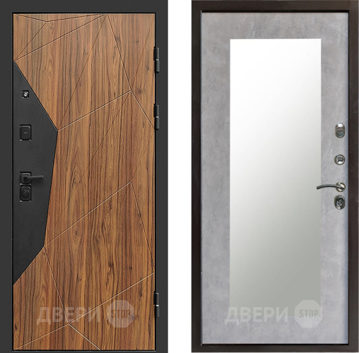 Входная металлическая Дверь Престиж Avangard Зеркло Пастораль Бетон светлый в Истра