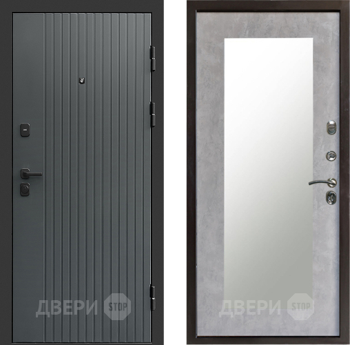 Входная металлическая Дверь Престиж Tvist Grey Зеркло Пастораль Бетон светлый в Истра