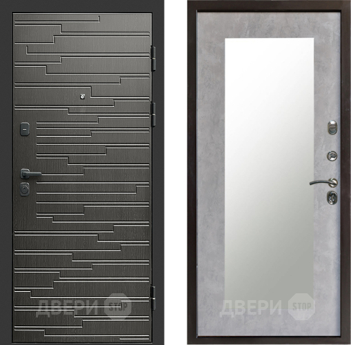 Входная металлическая Дверь Престиж Rivera Зеркло Пастораль Бетон светлый в Истра