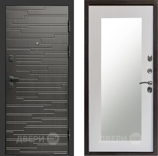 Входная металлическая Дверь Престиж Rivera Зеркло Пастораль Лиственница белая в Истра