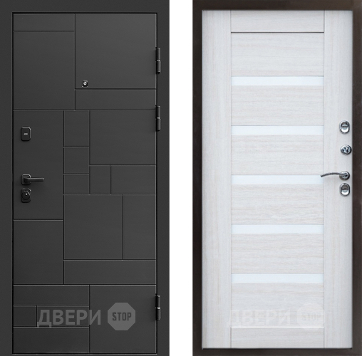 Входная металлическая Дверь Престиж Kvadro Царга Лиственница белая в Истра