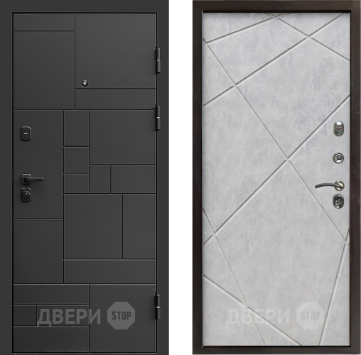 Входная металлическая Дверь Престиж Kvadro Лучи Бетон светлый в Истра