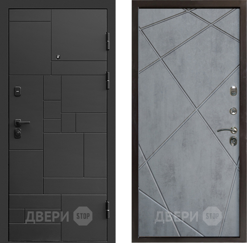 Входная металлическая Дверь Престиж Kvadro Лучи Бетон темный в Истра