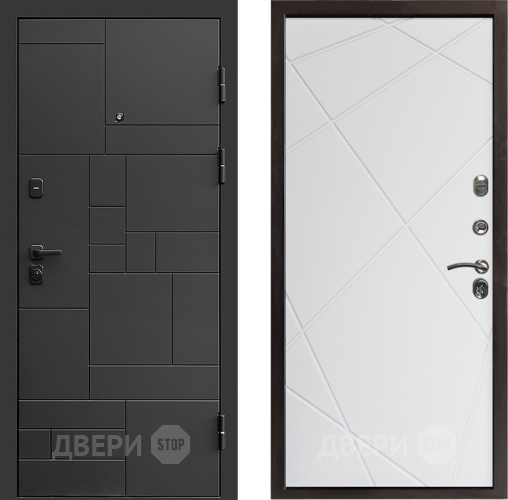 Входная металлическая Дверь Престиж Kvadro Лучи Бетон белый в Истра