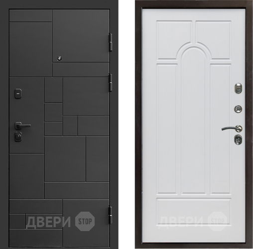 Входная металлическая Дверь Престиж Kvadro Арка Белое дерево в Истра