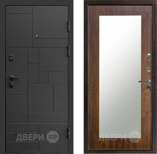 Входная металлическая Дверь Престиж Kvadro Зеркло Пастораль Дуб в Истра