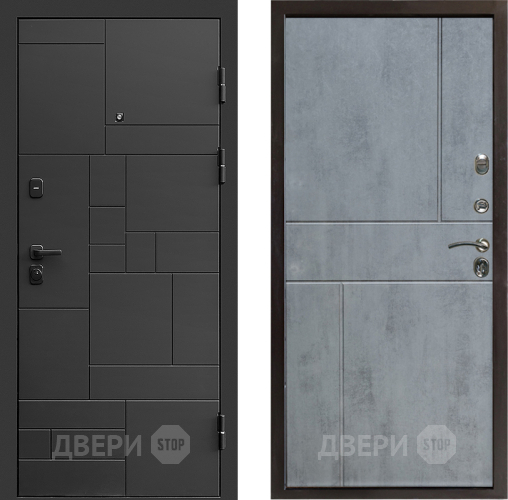 Входная металлическая Дверь Престиж Kvadro Горизонт Бетон темный в Истра