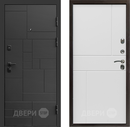 Входная металлическая Дверь Престиж Kvadro Горизонт Бетон белый в Истра