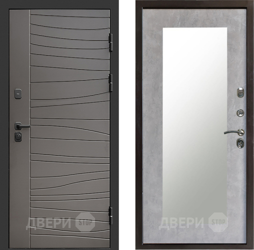 Входная металлическая Дверь Престиж Siciliya Зеркло Пастораль Бетон светлый в Истра