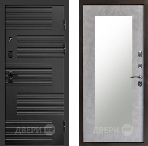 Входная металлическая Дверь Престиж Favorit Зеркло Пастораль Бетон светлый в Истра