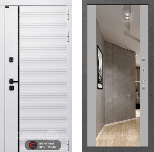 Входная металлическая Дверь Лабиринт (LABIRINT) Royal Зеркало Максимум Грей софт в Истра