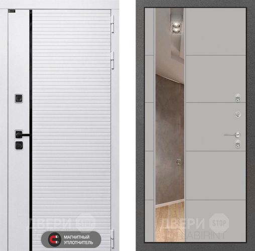 Входная металлическая Дверь Лабиринт (LABIRINT) Royal Зеркало 19 Грей софт в Истра