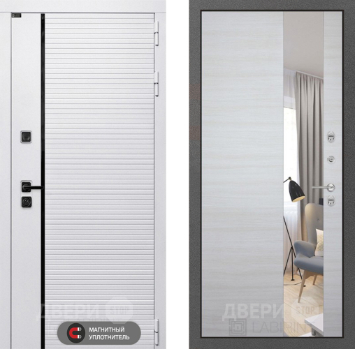 Входная металлическая Дверь Лабиринт (LABIRINT) Royal Зеркало Акация светлая в Истра