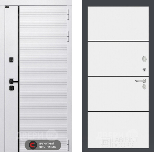 Входная металлическая Дверь Лабиринт (LABIRINT) Royal 25 Белый софт в Истра