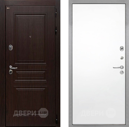 Входная металлическая Дверь Интекрон (INTECRON) Брайтон Тиковое Дерево Гладкая Силк Сноу в Истра