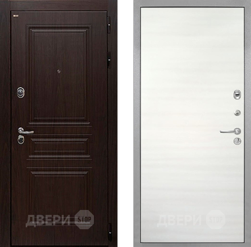 Входная металлическая Дверь Интекрон (INTECRON) Брайтон Тиковое Дерево Гладкая Дуб сильвер поперечный в Истра