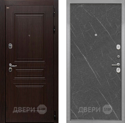 Входная металлическая Дверь Интекрон (INTECRON) Брайтон Тиковое Дерево Гладкая Гранит лава оникс в Истра