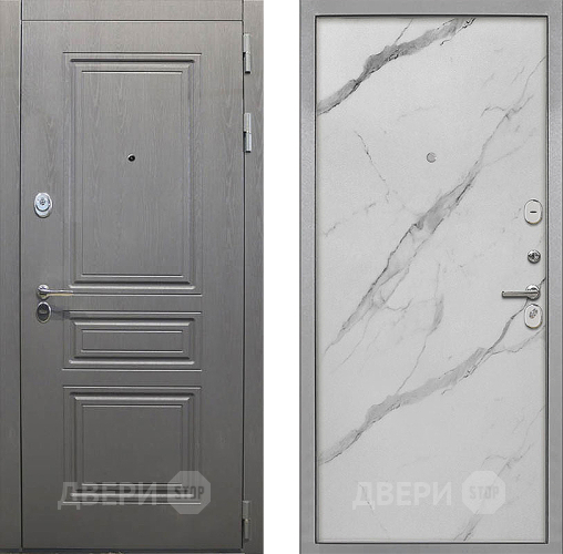 Входная металлическая Дверь Интекрон (INTECRON) Брайтон Графит Гладкая Мрамор натуральный арктик в Истра