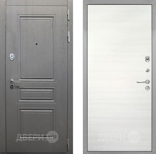 Входная металлическая Дверь Интекрон (INTECRON) Брайтон Графит Гладкая Дуб сильвер поперечный в Истра