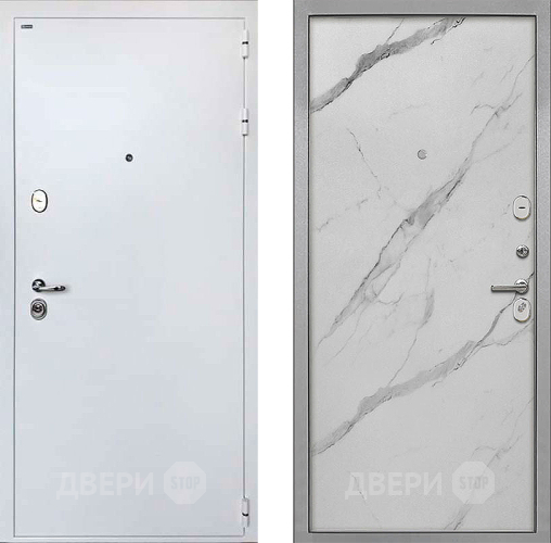 Входная металлическая Дверь Интекрон (INTECRON) Колизей White Гладкая Мрамор натуральный арктик в Истра