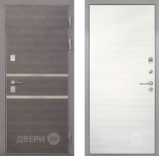 Входная металлическая Дверь Интекрон (INTECRON) Неаполь Гладкая Дуб сильвер поперечный в Истра