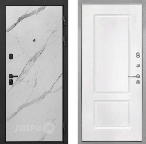 Входная металлическая Дверь Интекрон (INTECRON) Профит Black Мрамор Арктик КВ-2 Белый матовый в Истра