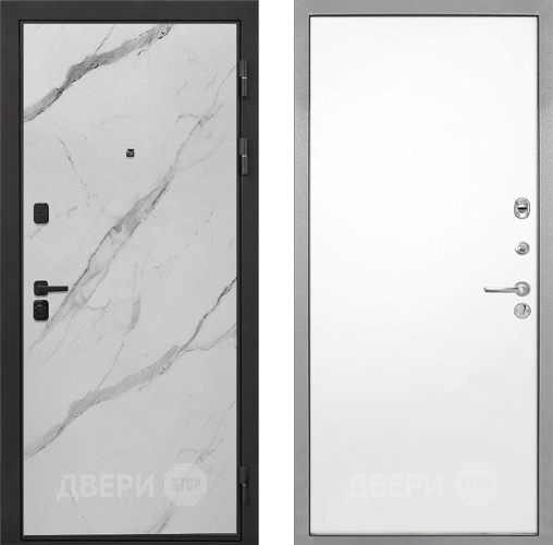Входная металлическая Дверь Интекрон (INTECRON) Профит Black Мрамор Арктик Гладкая Силк Сноу в Истра
