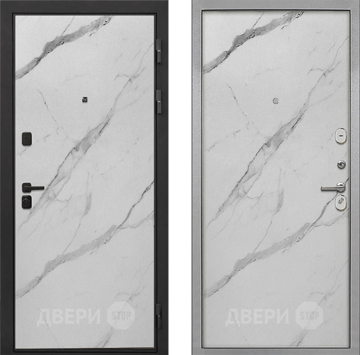 Входная металлическая Дверь Интекрон (INTECRON) Профит Black Мрамор Арктик Гладкая Мрамор натуральный арктик в Истра