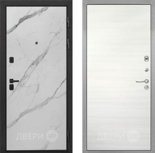 Входная металлическая Дверь Интекрон (INTECRON) Профит Black Мрамор Арктик Гладкая Дуб сильвер поперечный в Истра