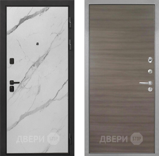 Входная металлическая Дверь Интекрон (INTECRON) Профит Black Мрамор Арктик Гладкая Дуб тоскано поперечный в Истра