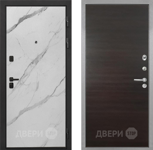 Входная металлическая Дверь Интекрон (INTECRON) Профит Black Мрамор Арктик Гладкая Эковенге поперечный в Истра