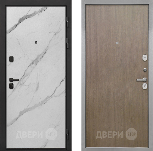 Входная металлическая Дверь Интекрон (INTECRON) Профит Black Мрамор Арктик Гладкая шпон Венге коричневый в Истра