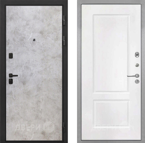 Входная металлическая Дверь Интекрон (INTECRON) Профит Black Мрамор Светлый КВ-2 Белый матовый в Истра
