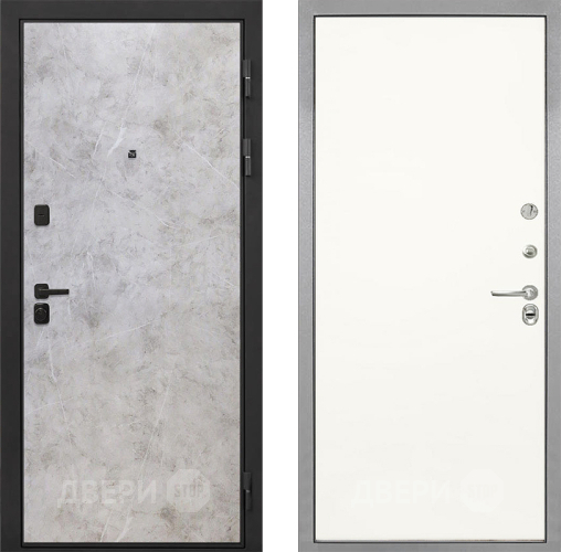 Входная металлическая Дверь Интекрон (INTECRON) Профит Black Мрамор Светлый Гладкая Слоновая кость в Истра