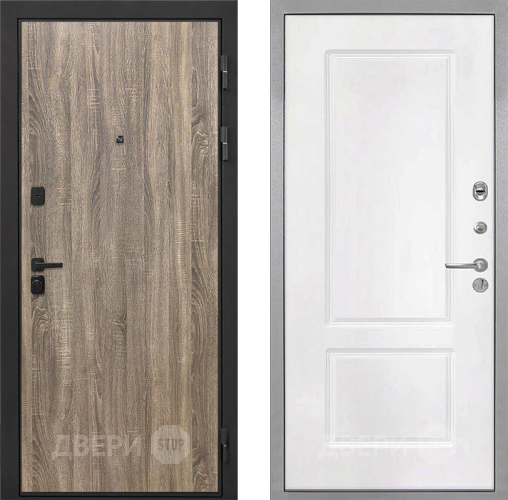 Входная металлическая Дверь Интекрон (INTECRON) Профит Black Дуб Турин КВ-2 Белый матовый в Истра