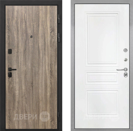 Входная металлическая Дверь Интекрон (INTECRON) Профит Black Дуб Турин ФЛ-243 Белый матовый в Истра