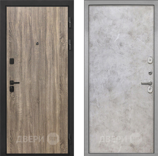 Входная металлическая Дверь Интекрон (INTECRON) Профит Black Дуб Турин Гладкая Мрамор светлый в Истра