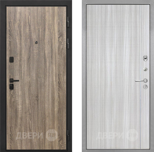 Входная металлическая Дверь Интекрон (INTECRON) Профит Black Дуб Турин В-07 с молдингом Сандал белый в Истра