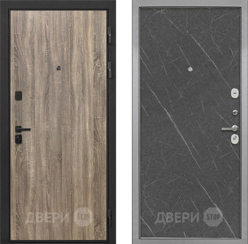 Входная металлическая Дверь Интекрон (INTECRON) Профит Black Дуб Турин Гладкая Гранит лава оникс в Истра