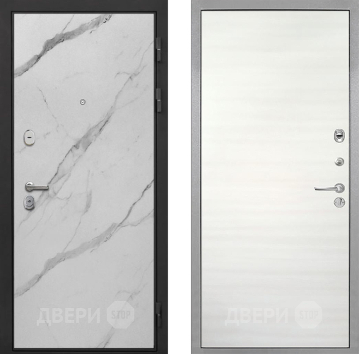 Входная металлическая Дверь Интекрон (INTECRON) Гектор Мрамор Арктик Гладкая Дуб сильвер поперечный в Истра