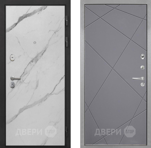 Входная металлическая Дверь Интекрон (INTECRON) Гектор Мрамор Арктик Лучи-М Графит софт в Истра