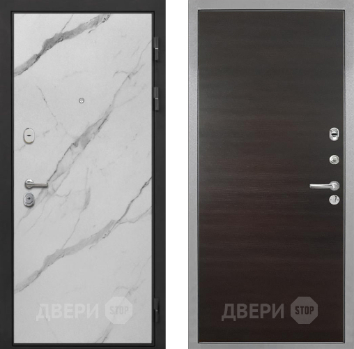 Входная металлическая Дверь Интекрон (INTECRON) Гектор Мрамор Арктик Гладкая Эковенге поперечный в Истра