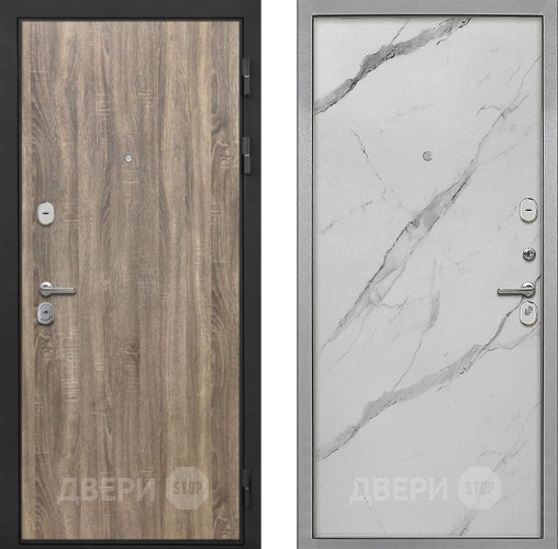 Входная металлическая Дверь Интекрон (INTECRON) Гектор Дуб Турин Гладкая Мрамор натуральный арктик в Истра