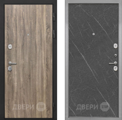 Входная металлическая Дверь Интекрон (INTECRON) Гектор Дуб Турин Гладкая Гранит лава оникс в Истра