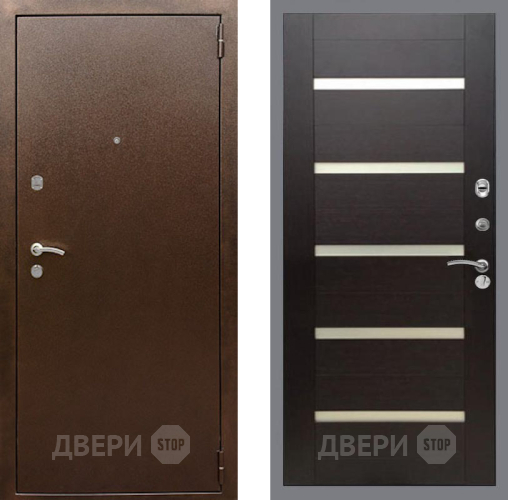 Входная металлическая Дверь Рекс (REX) 1А Медный Антик СБ-14 стекло белое венге поперечный в Истра