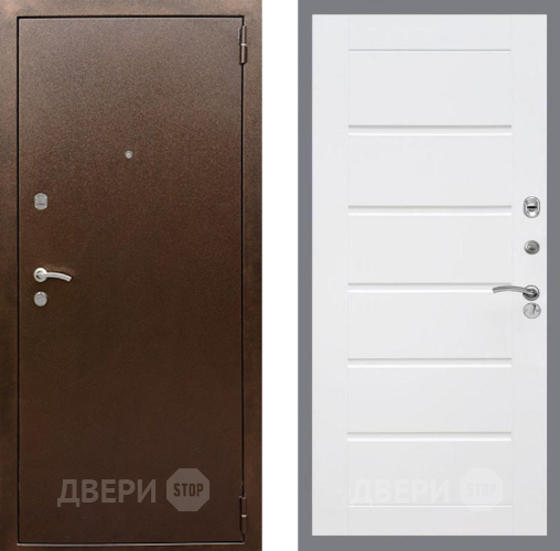 Входная металлическая Дверь Рекс (REX) 1А Медный Антик Сити Белый ясень в Истра